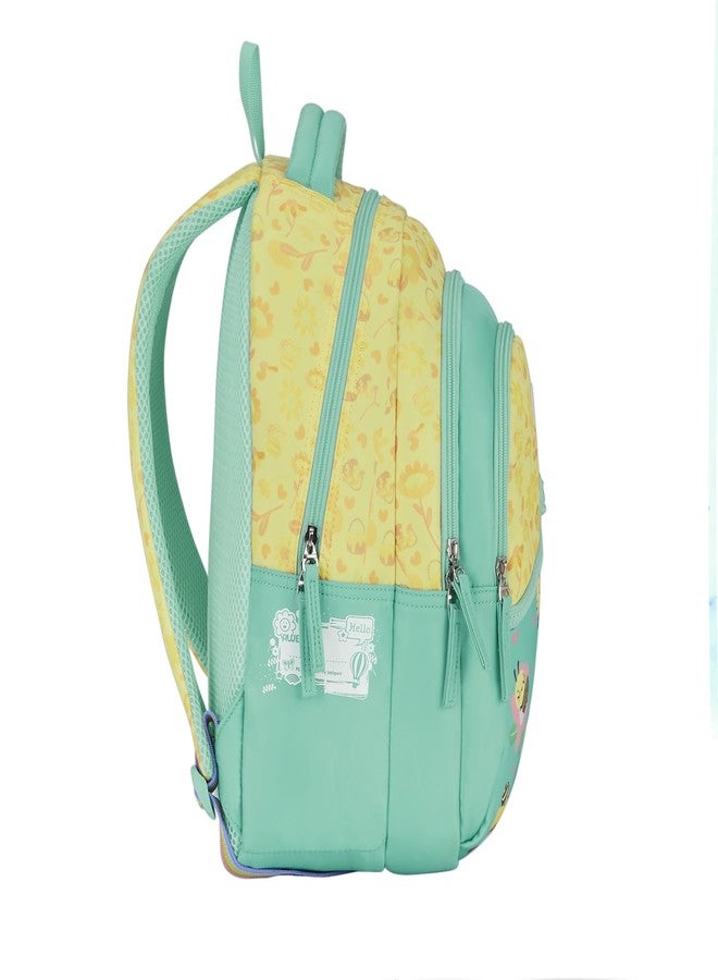 جيني حقيبة ظهر مدرسية جيني بي هابي للبنات | 15 بوصة - 20 لترًا بثلاثة أقسام، خفيفة الوزن مع أكتاف مبطنة | مثالية للكتب، زجاجات المياه، الأدوات المكتبية، علبة الغداء، والأغراض الأساسية - لون أزرق مخضر - Image 3